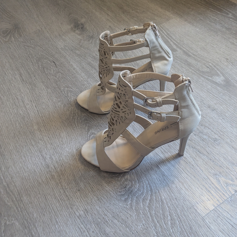 Call It Spring Beige Strappy Heels